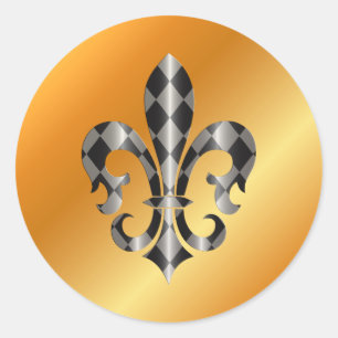 Fleur de Lis, DIY Hintergrund+Text Runder Aufkleber