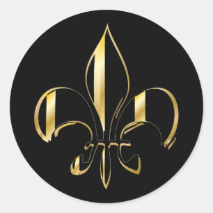 Fleur de Lis, DIY Hintergrund+Text Runder Aufkleber