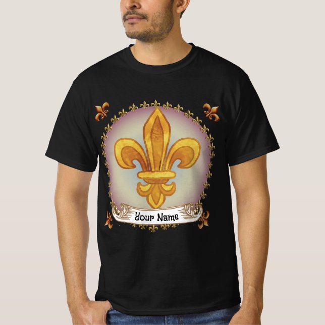 Fleur De Lis Family Crest Surname T-Shirt (Vorderseite)
