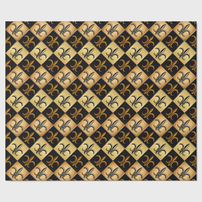 Fleur De Lis Fliesen Geschenkpapier (Saum)
