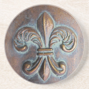 Fleur De Lis, gealterter Kupfer-Look-Druck Getränkeuntersetzer