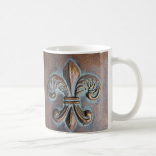 Fleur De Lis, gealterter Kupfer-Look-Druck Tasse
