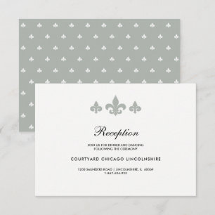 Fleur-de-lis Gray White Empfang Card Einladung