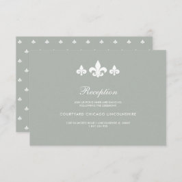 Fleur-de-lis Gray White Wedding Reception Card Einladung