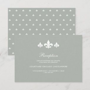 Fleur-de-lis Gray White Wedding Reception Card Einladung