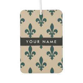 Fleur de Lis, Green on Beige, Royal, Your Name Autolufterfrischer