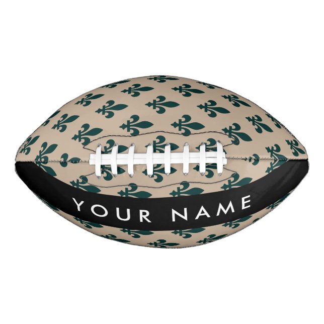 Fleur de Lis, Green on Beige, Royal, Your Name Football (Vorderseite)