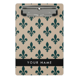 Fleur de Lis, Green on Beige, Royal, Your Name Mini Klemmbrett