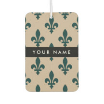 Fleur de Lis, Grün auf Beige, Royal, Ihr Name