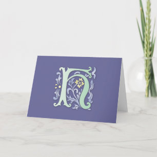 Fleur-de-lis H Monogramm Feiertagskarte