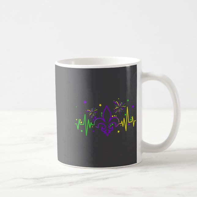 Fleur De Lis Heartbeat Nurse Mardi Gras Carnival M Kaffeetasse (Rechts)