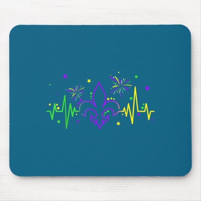 Fleur De Lis Heartbeat Nurse Mardi Gras Carnival M Mousepad (Vorne)