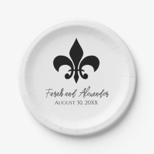 Fleur de Lis Hochzeitspapierteller Pappteller