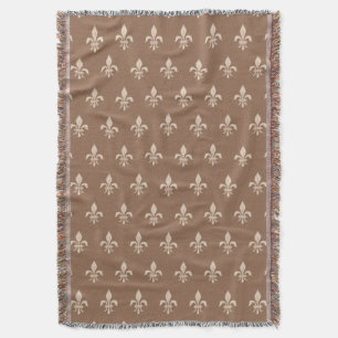 Fleur de Lis in Hellbeige auf Taupe-Braun Decke