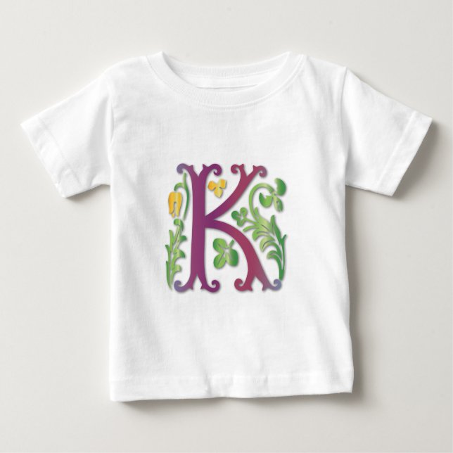 Fleur-de-lis-K-Monogramm Baby T-shirt (Vorderseite)