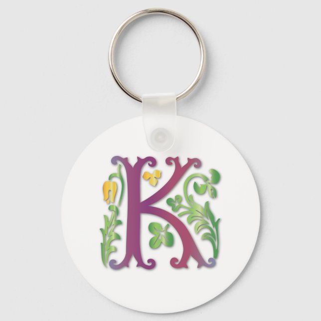 Fleur-de-lis-K-Monogramm Schlüsselanhänger (Vorderseite)
