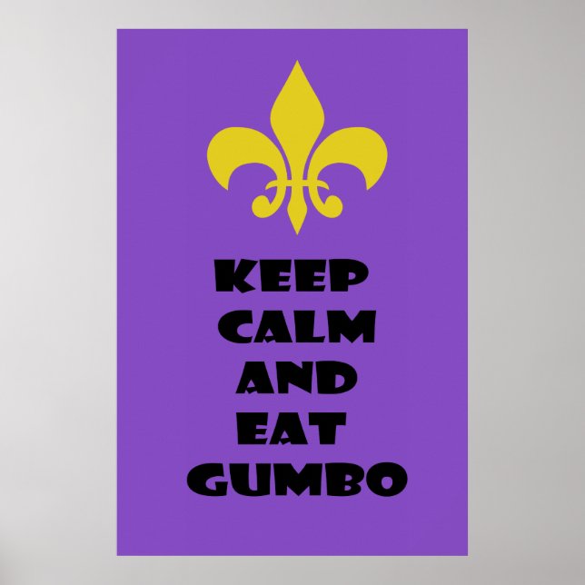 Fleur de Lis Keep Calm Eat Gumbo Purple Poster (Vorne)