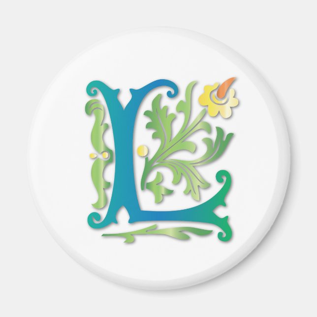 Fleur-de-lis L Monogramm Magnet (Vorne)