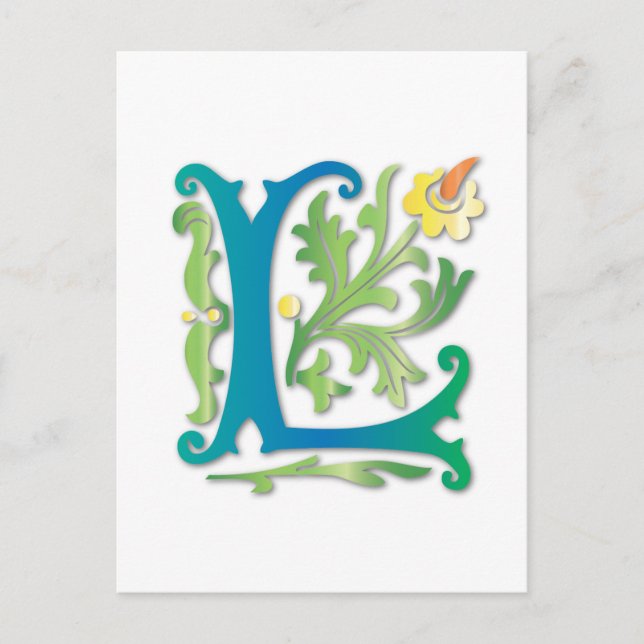 Fleur-de-lis L Monogramm Postkarte (Vorderseite)