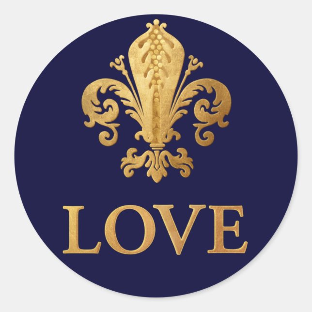 Fleur-de-lis-Liebe Runder Aufkleber (Vorderseite)