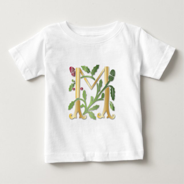 Fleur-de-lis M Monogramm Baby T-shirt (Vorderseite)
