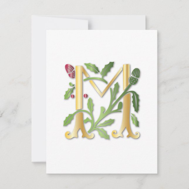 Fleur-de-lis M Monogramm Einladung (Vorderseite)