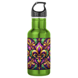 Fleur de Lis Mardi Gras Edelstahlflasche