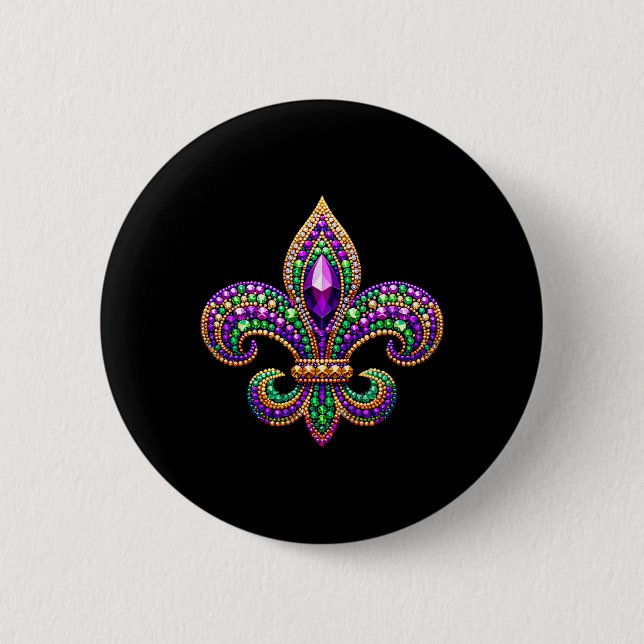 Fleur-de-lis Mardi Gras Symbol Karnevalsparade Cos Button (Vorderseite)