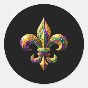 Fleur-de-lis Mardi Gras Symbol Karnevalsparade Cos Runder Aufkleber