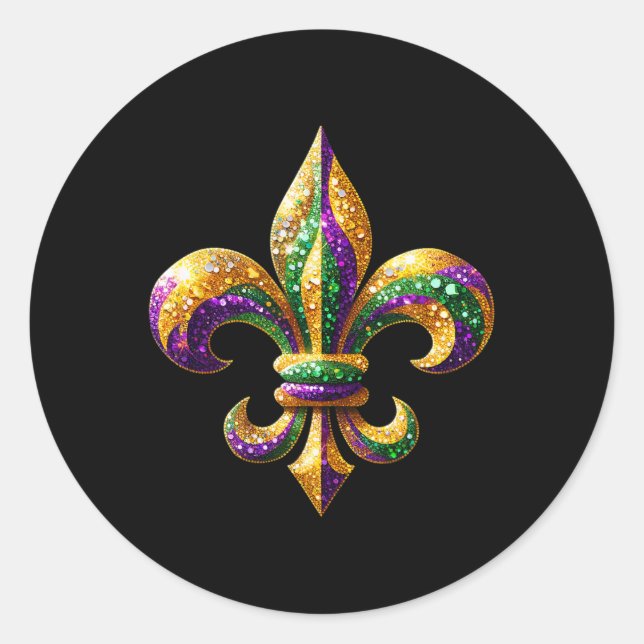 Fleur-de-lis Mardi Gras Symbol Karnevalsparade Cos Runder Aufkleber (Vorderseite)