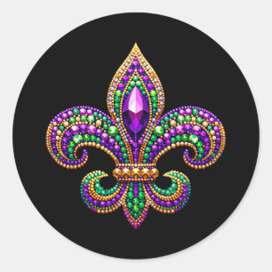 Fleur-de-lis Mardi Gras Symbol Karnevalsparade Cos Runder Aufkleber
