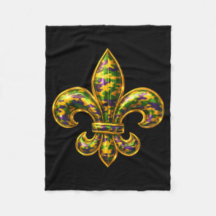 Fleur De Lis Mardi Gras Tarnmuster Louisiana New O Fleecedecke