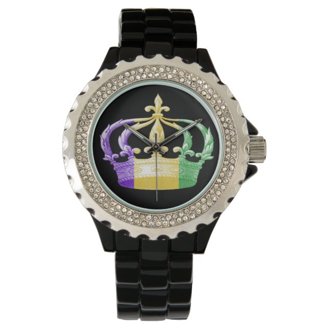 Fleur de Lis Mardi Gras Uhr (Vorderseite)