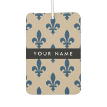 Fleur de Lis, Marineblau auf Beige, Royal, Ihr Nam