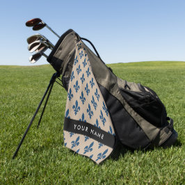 Fleur de Lis, Marineblau auf Beige, Royal, Ihr Nam Golfhandtuch