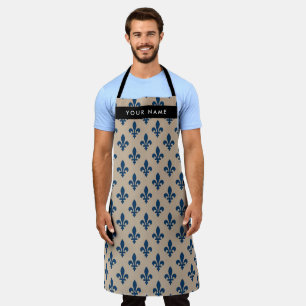 Fleur de Lis, Marineblau auf Beige, Royal, Ihr Nam Schürze