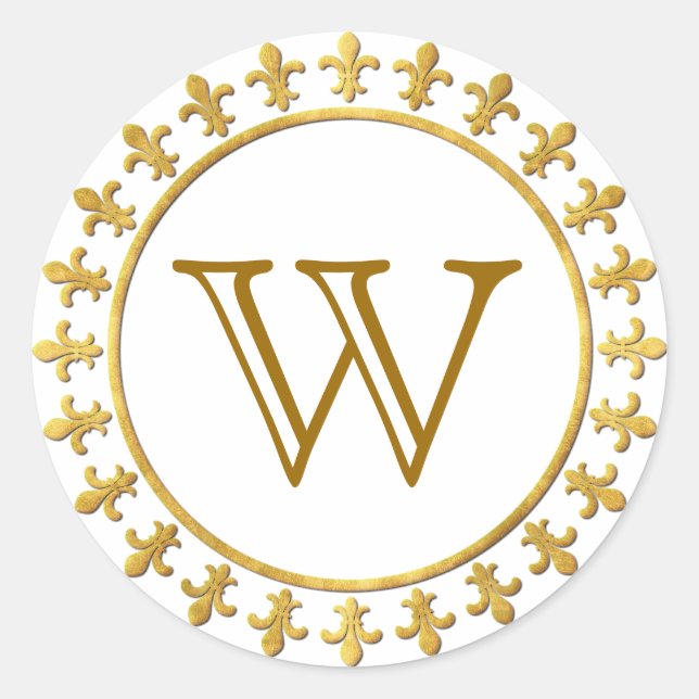 Fleur-de-lis-Monogramm Runder Aufkleber (Vorderseite)