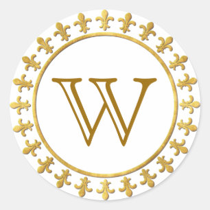 Fleur-de-lis-Monogramm Runder Aufkleber