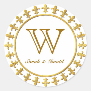 Fleur-de-lis-Monogramm Runder Aufkleber