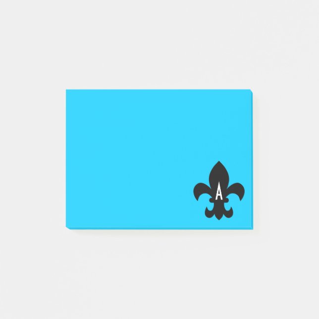 Fleur de Lis Monogramm Vorlage Post-it Klebezettel (Vorderseite)