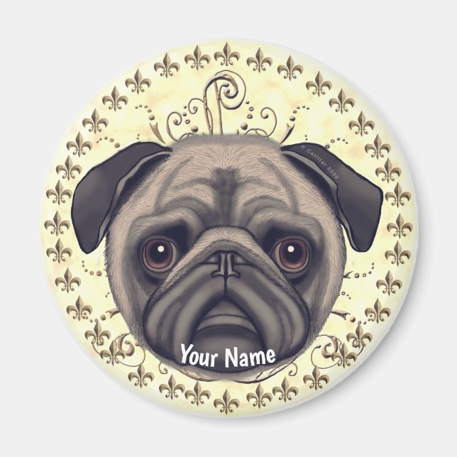 Fleur De Lis Mops Magnet (Vorne)