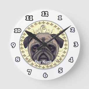 Fleur De Lis Mops Uhr