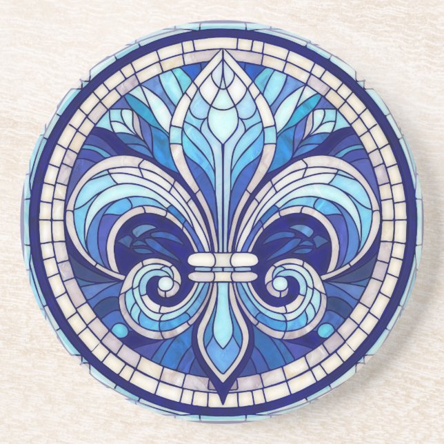 Fleur-de-lis - Mosaikkunst aus Glas Getränkeuntersetzer (Vorne)