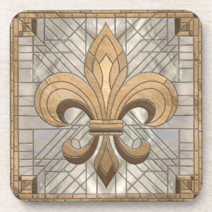 Fleur-de-lis - Mosaikkunst aus Glas Getränkeuntersetzer