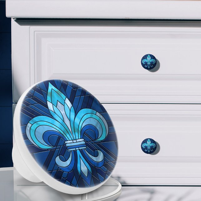 Fleur-de-lis - Mosaikkunst aus Glas Keramikknauf (Von Creator hochgeladen)