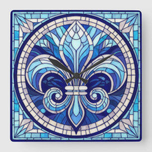 Fleur-de-lis - Mosaikkunst aus Glas Quadratische Wanduhr