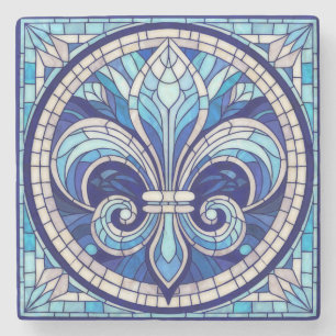 Fleur-de-lis - Mosaikkunst aus Glas Steinuntersetzer