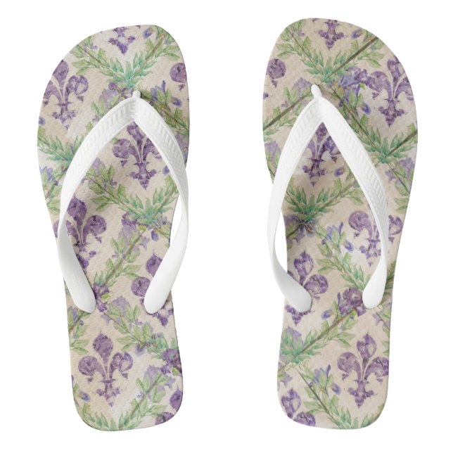 Fleur-de-lis-Muster - Aquarell Iris Flip Flops (Fußbett)