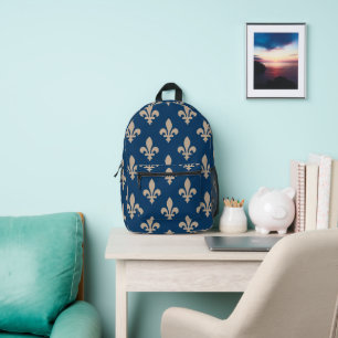 Fleur-de-Lis-Muster, königlich französisch, Creme Bedruckter Rucksack