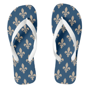 Fleur-de-Lis-Muster, königlich französisch, Creme Flip Flops